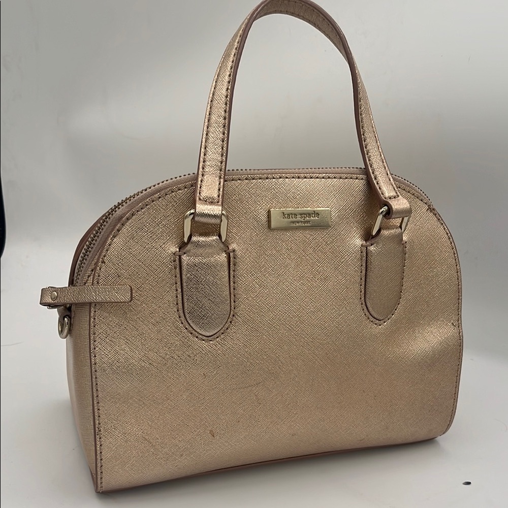 Kate Spade Gold Satchel with Structured Silhouette